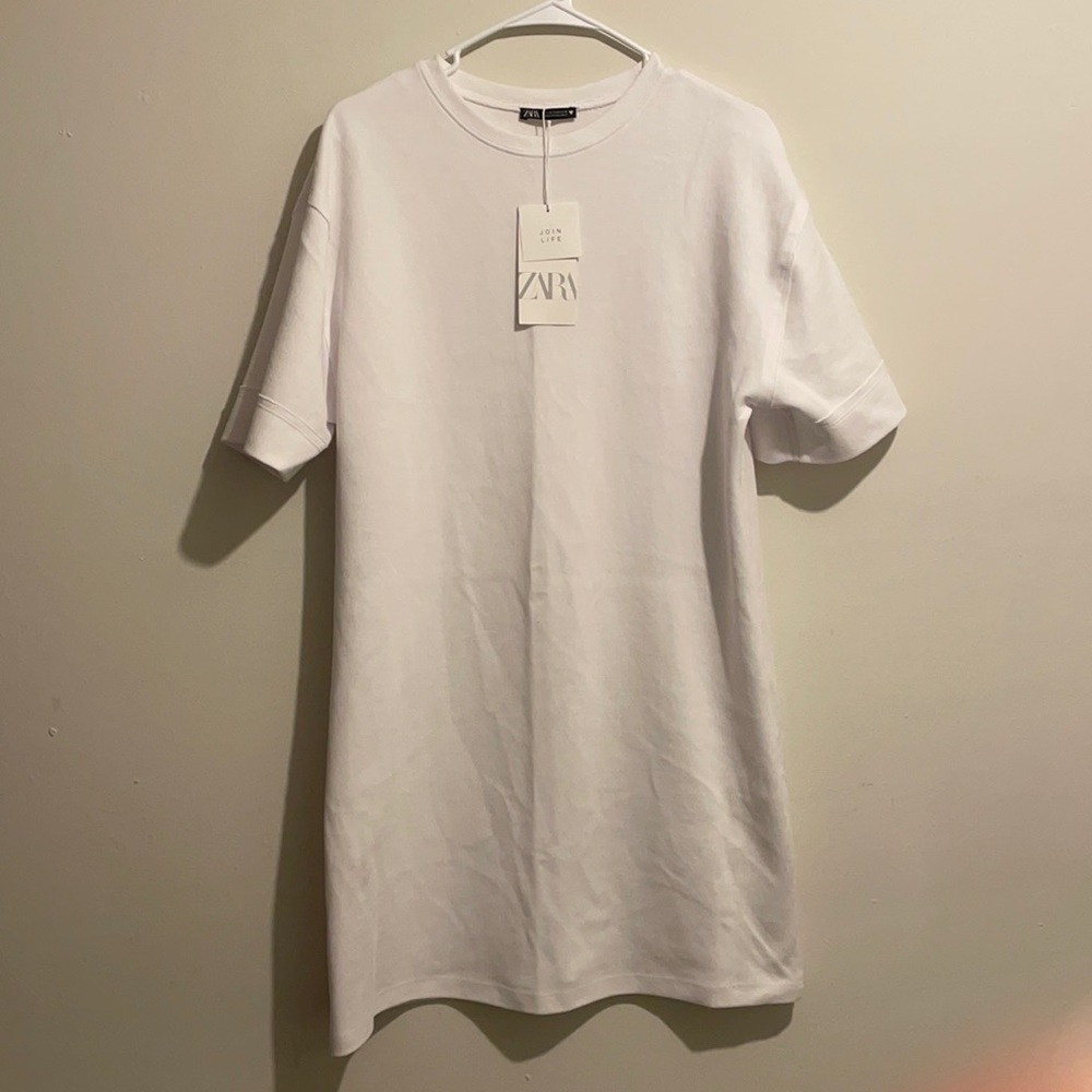 Zara White Shirt-Dress w/ Minor Stain